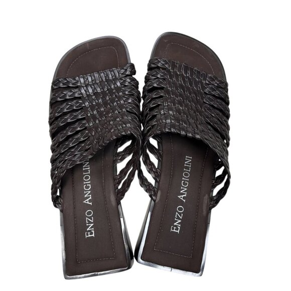 Enzo Angiolini 8B Woven Sandals Modern Slides Square - Picture 2 of 4